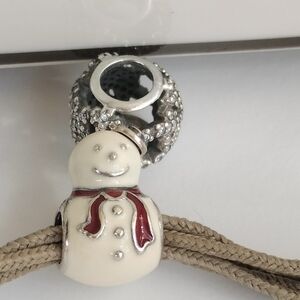 Pandora Snowman Charm with Red Scarf